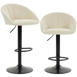 Rackhams Bar Stools Set of 2 Velvet Adjustable Swivel - Dark Green - thumbnail 3