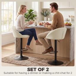 Rackhams Bar Stools Set of 2 Velvet Adjustable Swivel - Dark Green - thumbnail 5