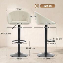 Rackhams Bar Stools Set of 2 Velvet Adjustable Swivel - Dark Green - thumbnail 4