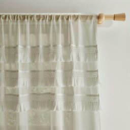 "Rackhams Izmir Stone Tab Top Voile - Grey - 55x48"" - Voile Panel" - thumbnail 2