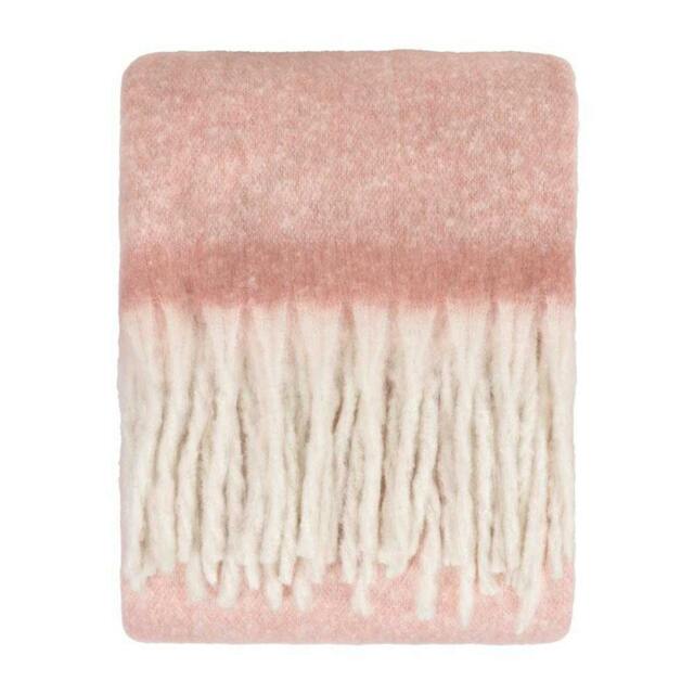Rackhams Woven Tassel Throw - Pink - 140cm x 180cm - Pink - 100% Polyester - image 1