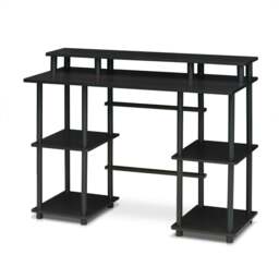 Rackhams Turn - N - Tube Computer Desk with Top Shelf, Espresso/Black - Modern Desk Designed for Contemporary Interiors - thumbnail 3