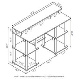 Rackhams Turn - N - Tube Computer Desk with Top Shelf, Espresso/Black - Modern Desk Designed for Contemporary Interiors - thumbnail 5