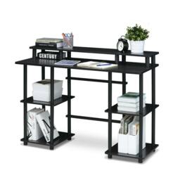 Rackhams Turn - N - Tube Computer Desk with Top Shelf, Espresso/Black - Modern Desk Designed for Contemporary Interiors - thumbnail 2