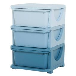 Rackhams 3 Drawers Plastic Storage Units, 3 Tier Kids Storage Units, Children Toy Chest for Nursery, Playroom, Bedroom, Blue - thumbnail 1