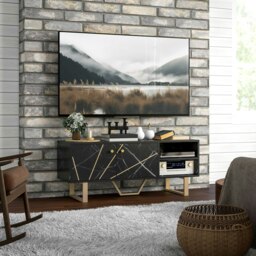 Rackhams TV Unit for Living Room, TV Stand, Black Marble - Black - thumbnail 1