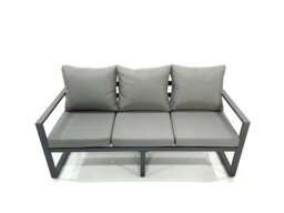 Rackhams 11 Seater Garden Sofa Set Aluminium Furniture Rising Dining Tabe Set wth 2 Small Footstools Dark Grey - thumbnail 3