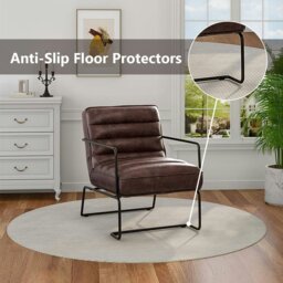 Rackhams Retro Style PU leather Upholstered Armchair Metal Base Office Chair - Brown - thumbnail 5