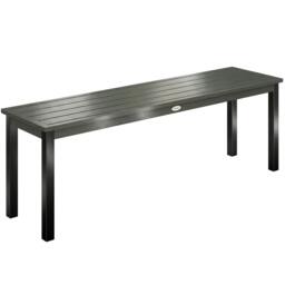 Rackhams Metal Garden Bench Loveseat with Wood-Effect Slatted Seat, Grey - thumbnail 2