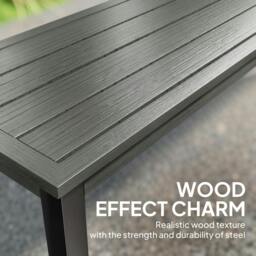 Rackhams Metal Garden Bench Loveseat with Wood-Effect Slatted Seat, Grey - thumbnail 4