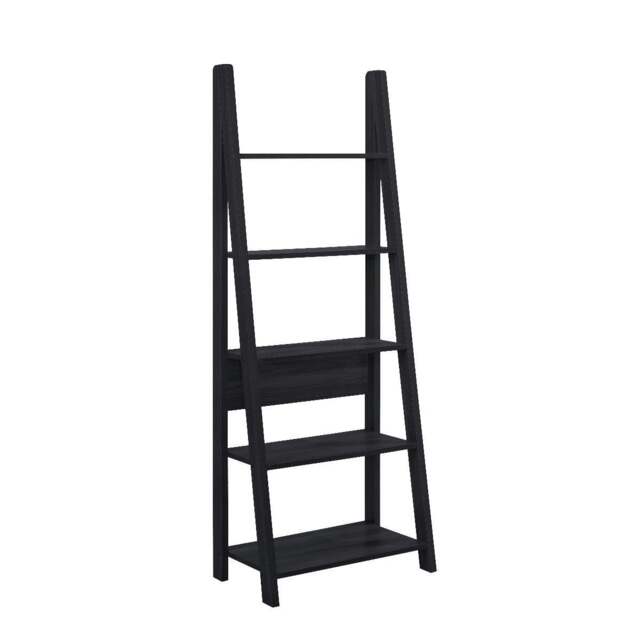 Rackhams Riva Retro 5 Tier Ladder Bookcase Display Shelf Unit - Black - image 1