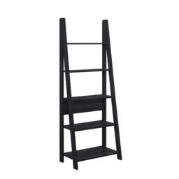 Rackhams Riva Retro 5 Tier Ladder Bookcase Display Shelf Unit - Black - thumbnail 1