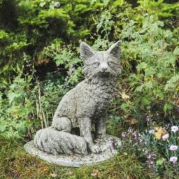 Rackhams Sitting Fox Stone Fairy Garden Ornament Animal Statue - thumbnail 3