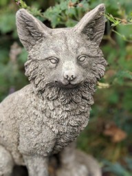 Rackhams Sitting Fox Stone Fairy Garden Ornament Animal Statue - thumbnail 1