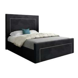 Rackhams Lucca Upholstered Soft Velvet Bed Frame - Black - Black - Small single - thumbnail 5