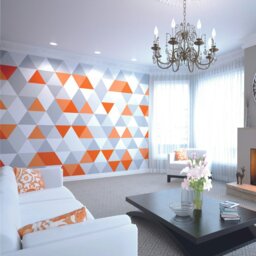 Rackhams Geometric Wall Mural - Tangerine - Large - W350cm x H280cm - thumbnail 1