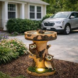 Rackhams Solar Bird Bath – Owl Garden Ornament with LED Light - thumbnail 5