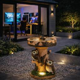 Rackhams Solar Bird Bath – Owl Garden Ornament with LED Light - thumbnail 3