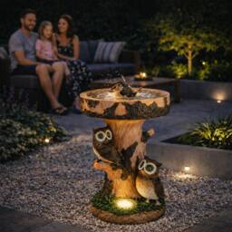 Rackhams Solar Bird Bath – Owl Garden Ornament with LED Light - thumbnail 6