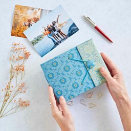 Rackhams Small Sari Fabric Photo Album - Blue - thumbnail 1