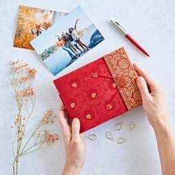 Rackhams Small Sari Fabric Photo Album - Blue - thumbnail 6