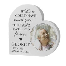 Rackhams Personalised Memorial Photo Upload Free Standing Heart Ornament