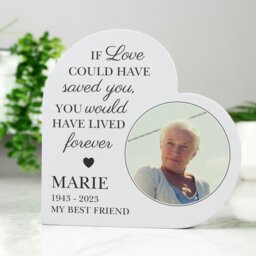 Rackhams Personalised Memorial Photo Upload Free Standing Heart Ornament - thumbnail 2