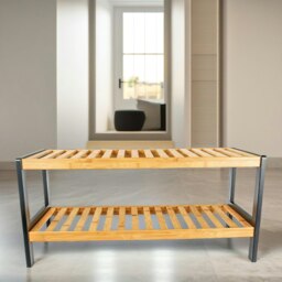 Rackhams 2-Tier Wooden Shoe Rack