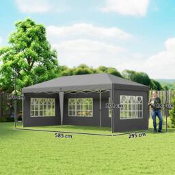 Rackhams 3 x 6m Pop-Up Gazebo, with Removable Walls - Grey - thumbnail 3
