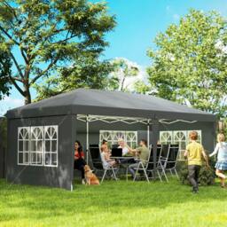 Rackhams 3 x 6m Pop-Up Gazebo, with Removable Walls - Grey - thumbnail 2