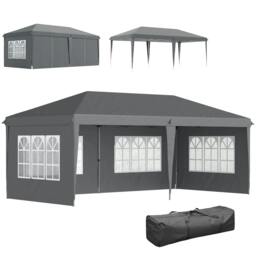 Rackhams 3 x 6m Pop-Up Gazebo, with Removable Walls - Grey - thumbnail 1
