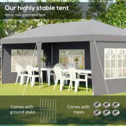 Rackhams 3 x 6m Pop-Up Gazebo, with Removable Walls - Grey - thumbnail 5