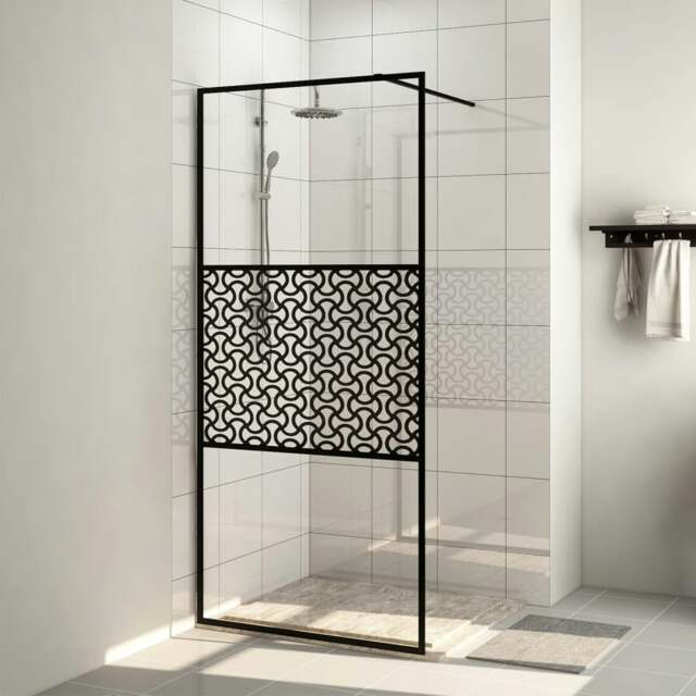 Rackhams Walk-in Shower Wall with Clear ESG Glass 90x195 cm Black
