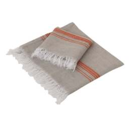 Rackhams Marl Linen Hammam Hand Towel - Coral on Natural - thumbnail 3