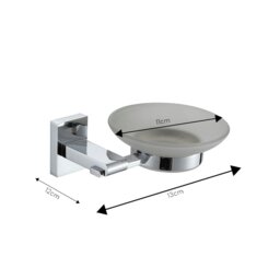 Rackhams Unity Chrome Stainless Steel & Frosted Glass Wall Mounted Soap Dish - thumbnail 2