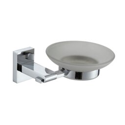 Rackhams Unity Chrome Stainless Steel & Frosted Glass Wall Mounted Soap Dish
