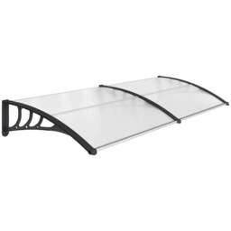 Rackhams Front Door Canopy Outdoor Awning Aluminium Rigid Plastic Polycarbonate Rain Shelter UV Water Rain Resistant 75 x 195 cm White - thumbnail 1