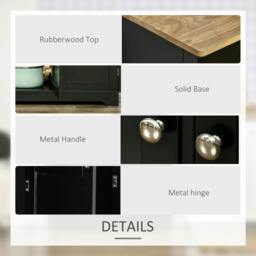 Rackhams Sideboard with Rubberwood Top and Adjustable Shelves for Dining Room, Kitchen - Black - thumbnail 6