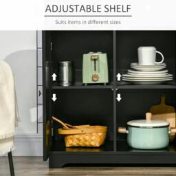Rackhams Sideboard with Rubberwood Top and Adjustable Shelves for Dining Room, Kitchen - Black - thumbnail 5