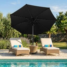 Rackhams LED Tilt Parasol 2.7m With Tilt Base – Black - thumbnail 2