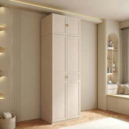 Rackhams Leclerc Tall Wooden Wardrobe, White - 160 x 52 x 240cm - thumbnail 2