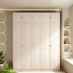 Rackhams Leclerc Tall Wooden Wardrobe, White - 160 x 52 x 240cm - thumbnail 1