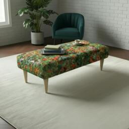 Rackhams Luxury Upholstered Bedroom Bench – Elegant End of Bed Seating - Handcrafted UK Bench by istools - 48 x 48 Inches (120 x 120cm) - thumbnail 3