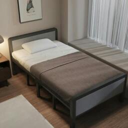 Rackhams Folding Single Guest Bed Padded Foam Metal Frame Fold Up Sleeper for Home Outdoor - Steel - Grey - thumbnail 6