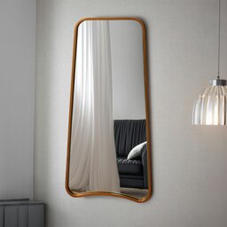 Rackhams Kurva Gold Metal Frame Full Length Mirror - 122cm x 58cm - Black