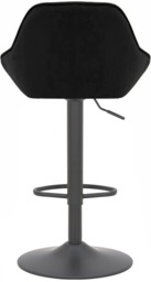 Rackhams Velluto Velvet Kitchen Bar Stool, Matt Black Stem & Base, Adjustable Gas Lift With Backrest, Breakfast Bar Stool - Black - thumbnail 5