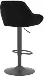 Rackhams Velluto Velvet Kitchen Bar Stool, Matt Black Stem & Base, Adjustable Gas Lift With Backrest, Breakfast Bar Stool - Black - thumbnail 4