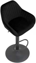 Rackhams Velluto Velvet Kitchen Bar Stool, Matt Black Stem & Base, Adjustable Gas Lift With Backrest, Breakfast Bar Stool - Black - thumbnail 6