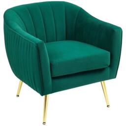 Rackhams Velvet-Feel Shell Back Accent Chair - Green - thumbnail 1