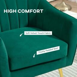 Rackhams Velvet-Feel Shell Back Accent Chair - Green - thumbnail 4